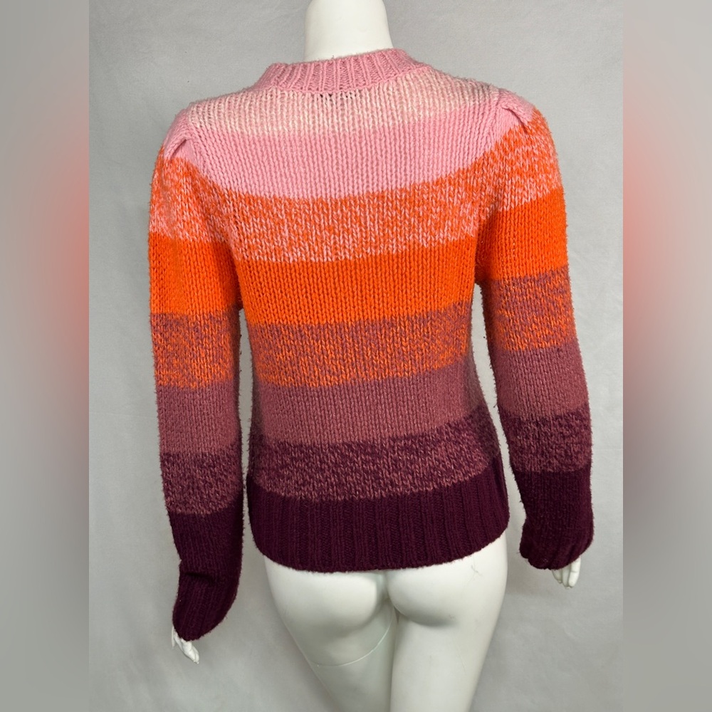 White + Warren Size S Cashmere/Wool-Silk Blend Colorful Striped Women's Sweater - Picture 6 of 11